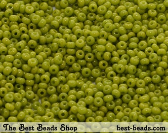 25g (1600pcs) Olive Green Rocaille 9/0 (2.6mm) Preciosa Czech Glass Seed Beads