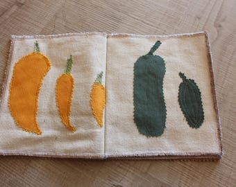 Baby vegetables fabric quiet book