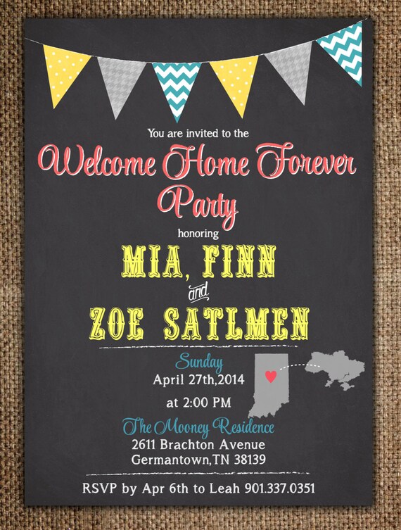 welcome home forever party invitation adoption celebration welcome home invitations