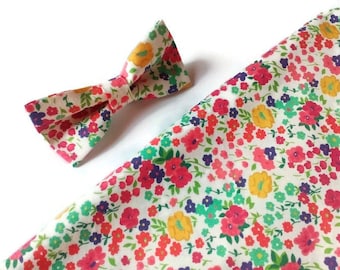 Mens gift , floral bow tie , pocket square for men , wedding accessories , groomsmen outfit , groom attire