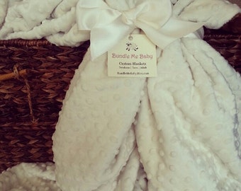 White Minky Blanket Adult Christmas Gift - Throw Blanket Neutral Cream Minky Bedding Teen Adult EXTRA LARGE Blanket Name Embroidery
