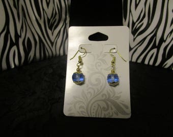 Frosted Blue & Gold Earrings