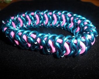 Pink and Green Chainmaille Bracelet