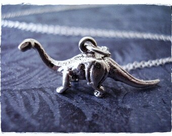 Silver Brachiosaurus Necklace - Sterling Silver Brachiosaurus Dinosaur Charm on a Delicate Sterling Silver Cable Chain or Charm Only