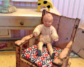 Vintage German Miniature Caco Baby Doll from the 1950's for 1:12 Scale Dollhouse