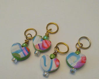 Heart Polymer Clay Pendant Stitch Markers