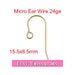 14K Gold Filled Ear Wire 24ga Wire Micro Mini Hook With Loop 15.5x8.5mm Earring Components Wholesale BULK DIY Jewelry Findings 1/20 14kt GF