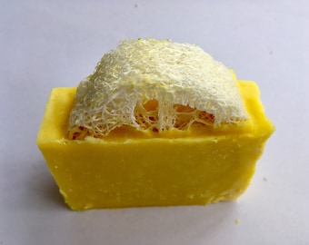 Freshly Zested Lemon Soap with Natural Loofa -FREE Shipping-Vegan Cold Process