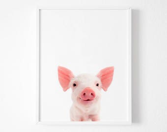 Pig Print, Piglet Print, Farm Animals Print, Farmhouse Decor, Pink Pig Art Print, Digital Download, Large Printable, Farm Animal Decor