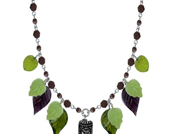 1940s Retro Tiki Hawaiian Necklace, Bakelite Style Retro Necklace, Tiki Pendant Necklace, Retro Beaded Tiki Necklace, Retro Beaded Necklace