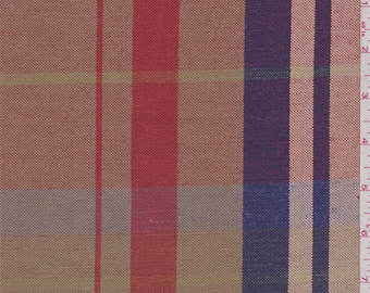 Gold/Red/Violet Plaid Linen, Fabric By The Yard