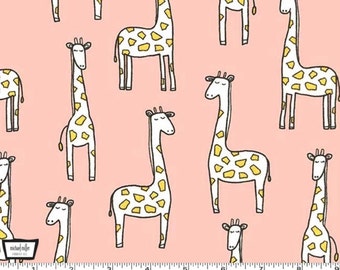 Baby Zoo FLANNEL - Gentle Giraffes Blossom Pink Blush from Michael Miller - HALF YARD