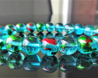Aqua Splash Gemstone bead bracelet for Men or Women on Stretch 10mm - Multicolor