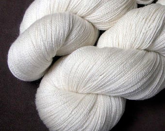 Lace Yarn Superfine Merino and Silk with Silver Glimmer - Here Comes the Bride, 870 yards
