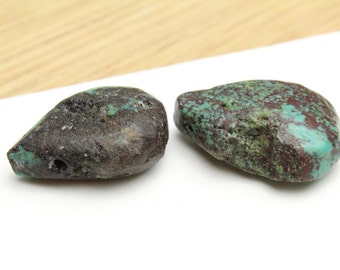 Natural Genuine Turquoise Teardrops Large Stones 24x18x8 2pcs