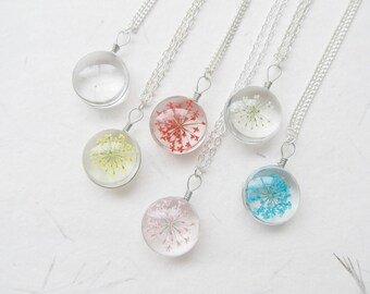 Botanical necklace, dried flower necklace, real flower necklace