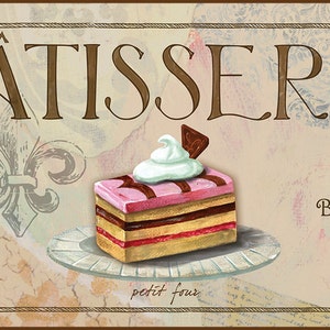 Patisserie I French wall decor, French kitchen decor, French pastry art,Paris fleur de lis