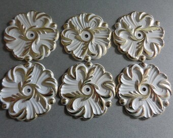 Flower Back Plates Brass - Gold and White 6 Flower shape Cabinet Dresser Drawer knob backplates hardware