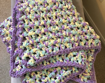 Crocheted multi-color baby girl blanket