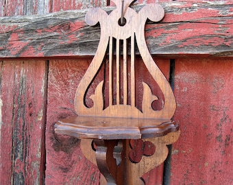 Harp & Clovers Vintage Carved Wooden Whatnot Shelf