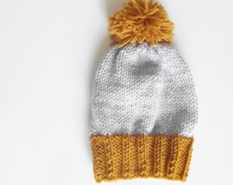 Boys knit hat, toddler hat, knit hat, pompom knit hat, kids knit hat, beanie, slouchy beanie knit hat Custom Colors Avaliable