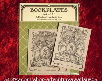 Alchemist Bookplate - book reader writer librarian student bibliophile gift magician fantasy alchemy celestial moon sun stars ex libris