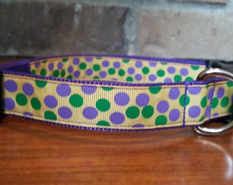 Mardi Gras Polka Dot Dog Collar - Large