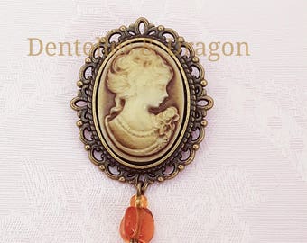 Camellia, Victorian style cameo brooch