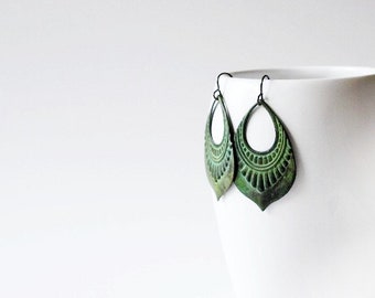 Verdigris Earrings / Verdigris Patina / Brass Earrings / Bohemian Earrings / Boho Earrings / YP