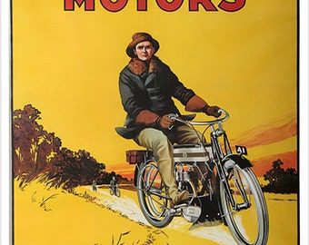 TRIUMPH MOTORS MOTORCYCLE Vintage Ad Poster Coventry England Sporty 24x36