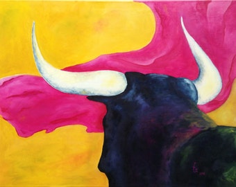 Bull, bullfight, bullfighter, animal motif, la Fiesta, arena