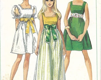 Simplicity 8061 Misses Empire Waist Dress With Square Neckline Sewing Pattern, Size 12, Bust 34, UNCUT