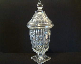 Candy Dish with Lid, Crystal Candy Dish for your Wedding or Cottage Decor, Elegant Hollywood Regency Cut Glass Candy Dish with Lid