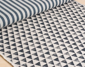 Echino | Japanese fabric - stripes and triangles in gray and black - 1/2 YD