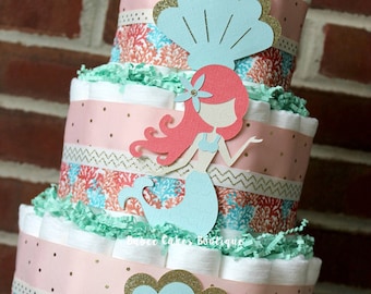 Mermaid Baby Shower Cake Teal And Coral Mermaid Baby Shower Cake Teal And Coral