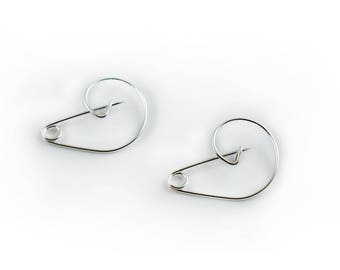 Silver Plated Safety Pin, Handmade Safety Pin Brooch, Charm Holder, Silver Brooch Pin, Silver Kilt Pin 25x18mm - 2pieces