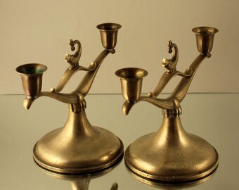 A pair of Art Deco Bronze Candelabras, Ystad Metal, Sweden. 1933