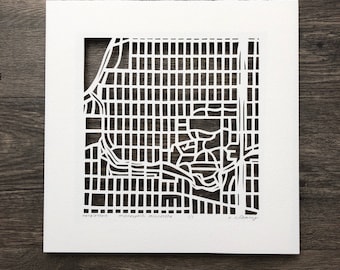 Minneapolis, MN hand cut map ORIGINAL