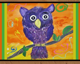 Purple Owl from my art indoor / outdoor floor mat