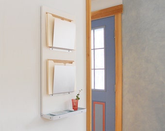 FILE ORGANIZER: with Shelf Wall Mount Modern Double Slot File Organization For Home Office or Family Organization