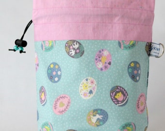 Small drawstring project bag springtime eggs