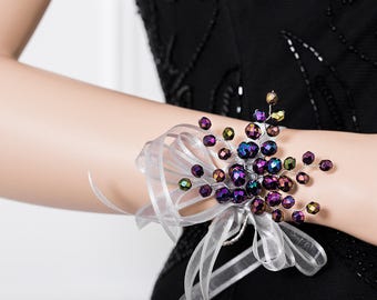 Limited Edition Iridescent Purple Corsage - Purple Wrist Corsage