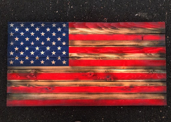 Wooden American Flag WW2 Faded Glory Hand made Aged Wood