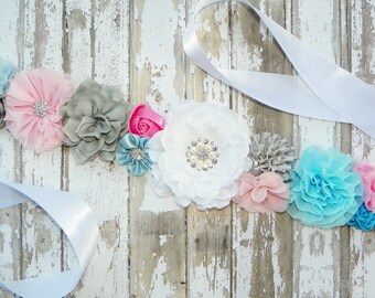 Gender Reveal Sash, Pink Blue Gray, Gender Reveal Party, Maternity Sash, Baby Shower, Belly Sash, Maternity Photos, It's a Boy, It's a Girl