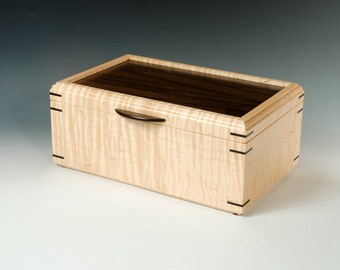 Elegant Wood Jewelry Box made of Tiger Maple and Ziricote