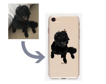 Custom illustration Dog Pet Drawing Portrait Phone Case iPhone 6 7 8 Plus X Samsung S5 S6 S7 Edge S8 S9 Plus Personalised dog gift