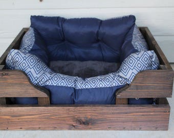 LARGE Rustic cedar dog bed wooden pet crate bed frame
