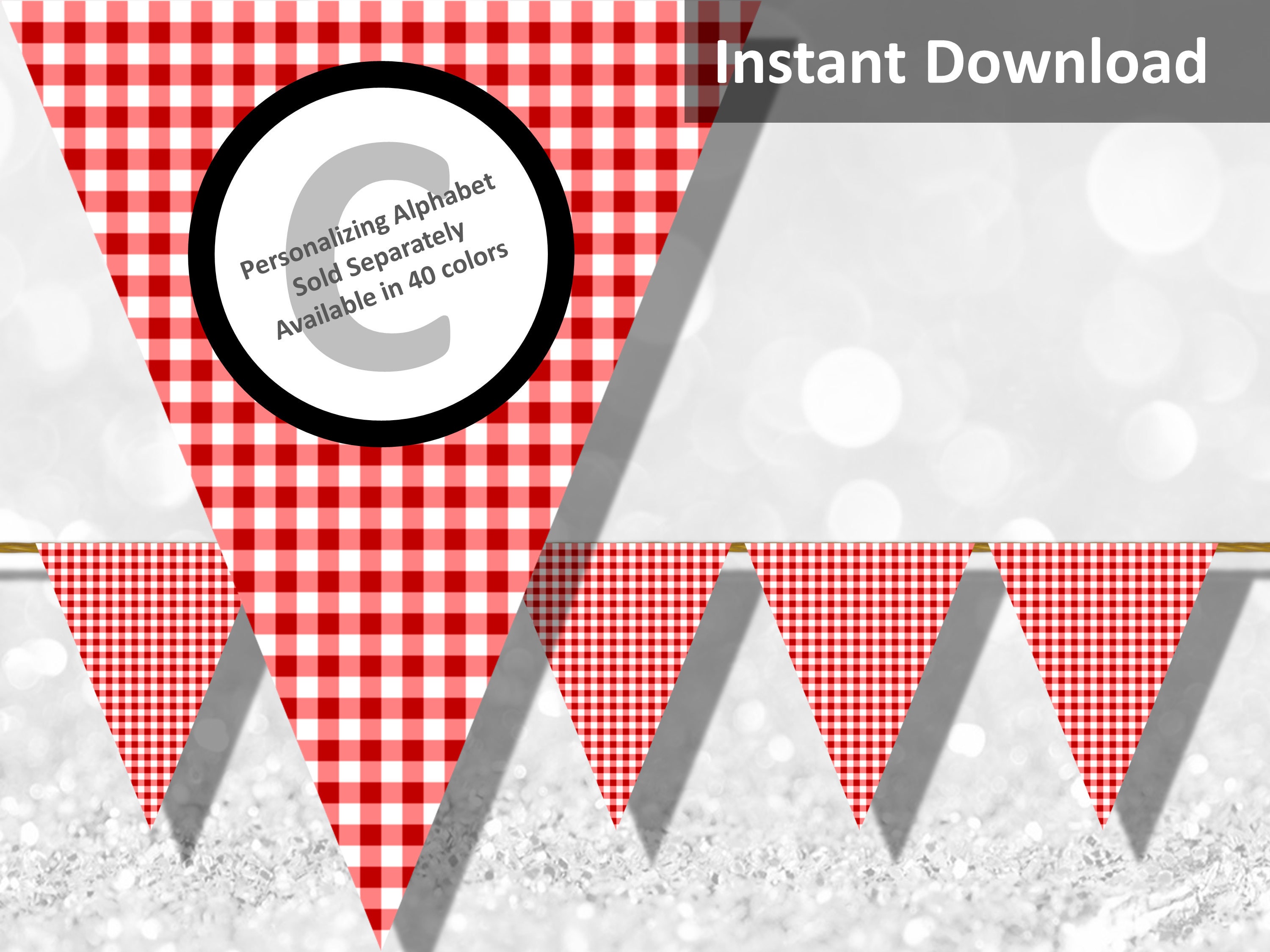 red gingham bunting free printable easy to make