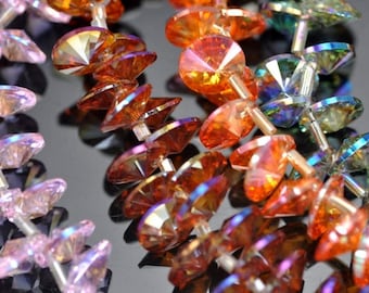 70x 10mm Faceted Cut Glass Crystal Disc Flat Round Beads Jewellery Making Craft