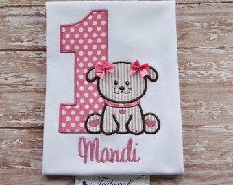 Personalized Birthday Shirt - Girls Birthday Shirt - First Birthday Shirt - Girls First Birthday - Puppy Birthday Shirt - Girls Puppy Bday